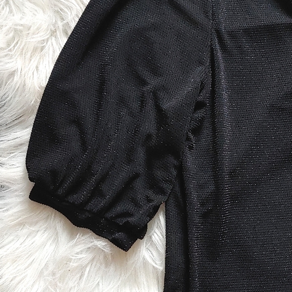 H&M Puff Sleeve Metallic Black Top - Picture 3 of 5